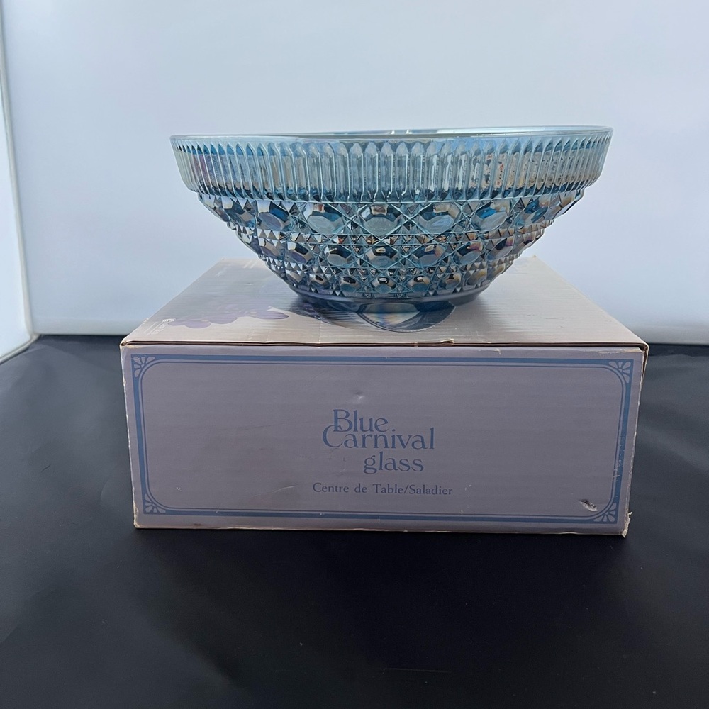 Vintage Blue Carnival Glass bowl